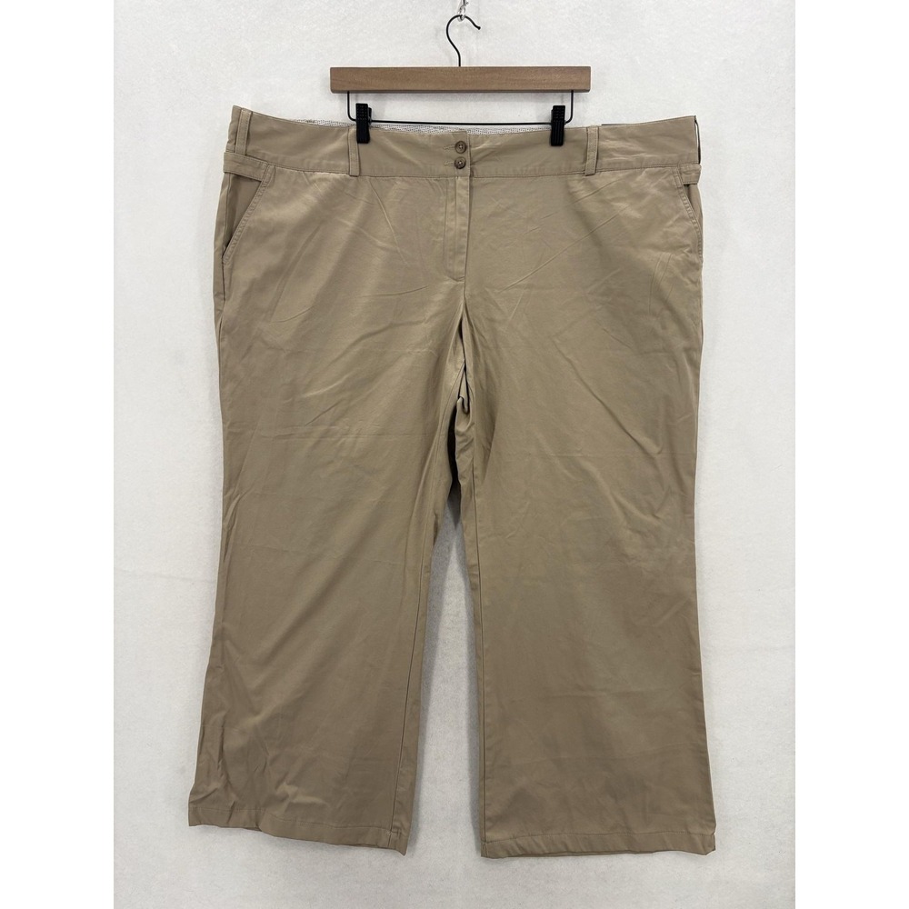 Lands End Khaki Dress Pants Womens 26W Beige Cotton Twill Pockets Casual Career